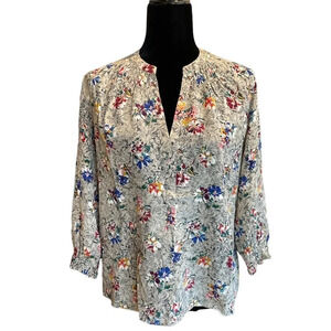 Rebecca Taylor 100% Silk Floral Print Top Blouse Size 0